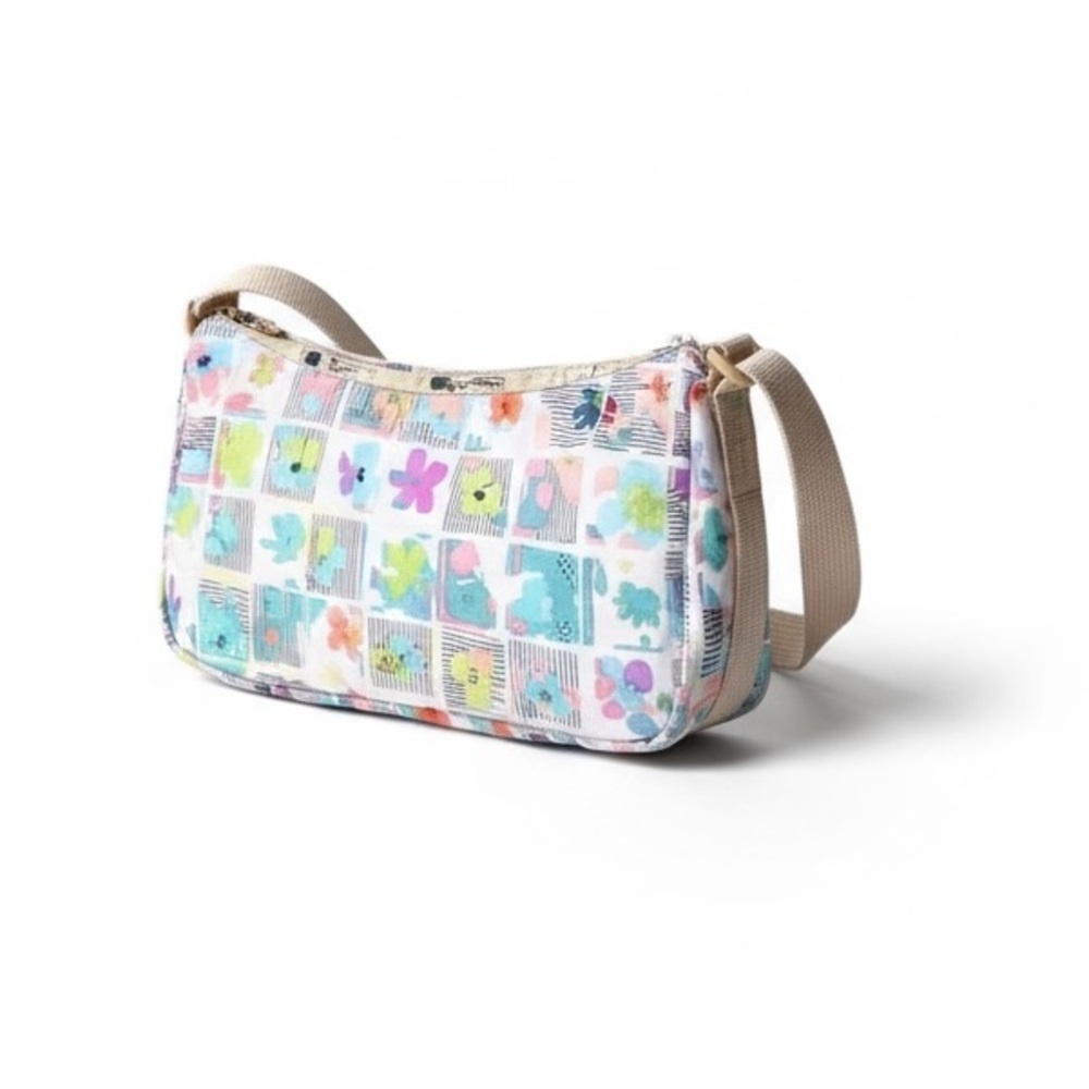 LESPORTSAC Very Merry Small Hobo Shoulder Bag Crossbody Nylon Floral 9x5x3” - Picture 2 of 15